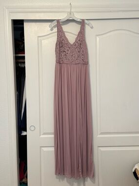 David’s Bridal Sleeveless Mauve Lace Bodice Maxi Dress - Women's